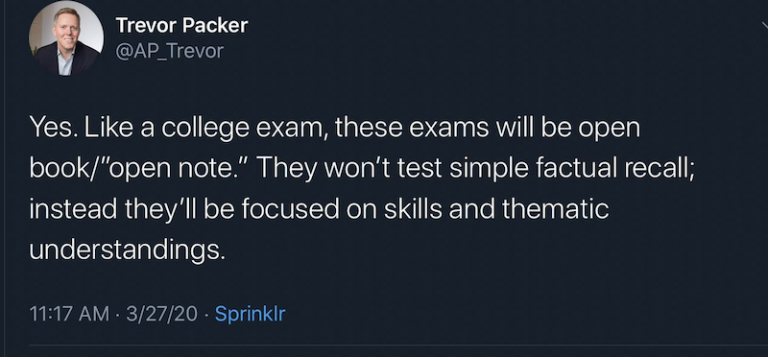 AP open book open notes test announcement twitter
