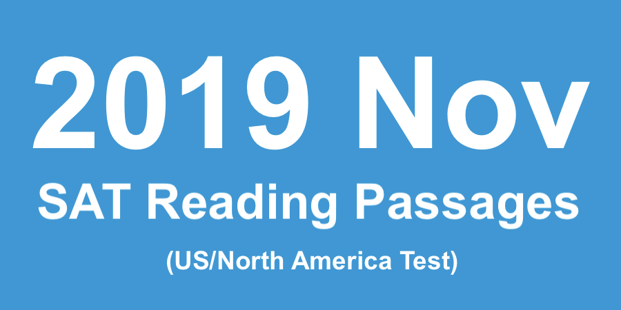 2019 11月北美SAT考題閱讀文章