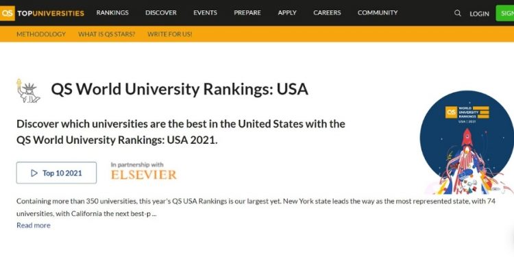 QS 2021 美國大學排名