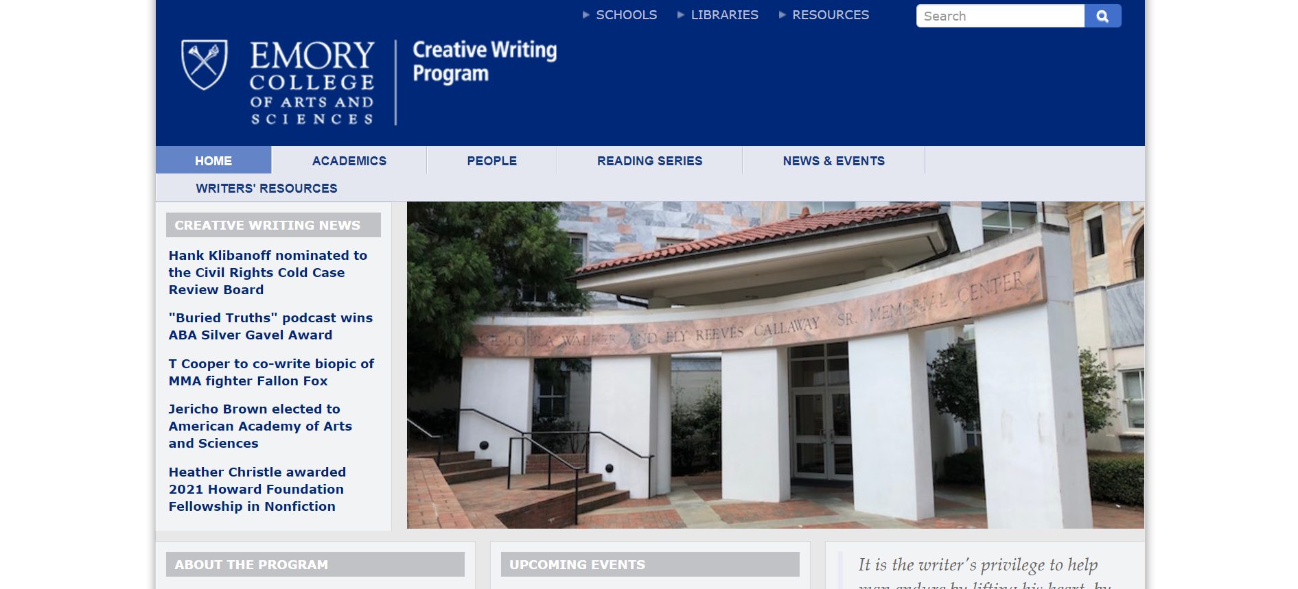 creative writing major emory