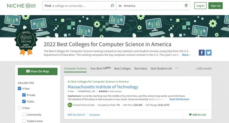 2022 Best Colleges for Computer Science in America
