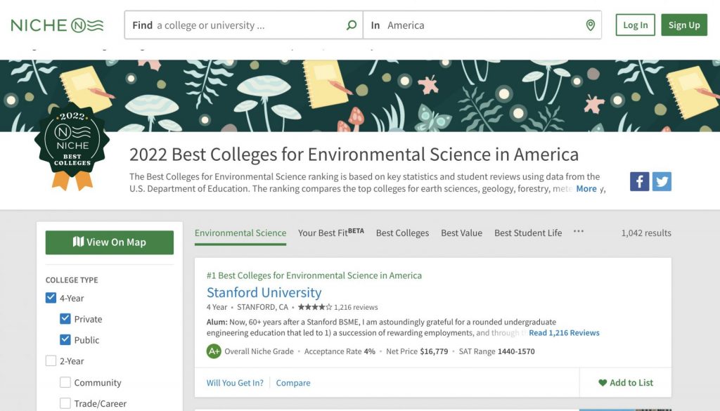 2022 Best Colleges for Environmental Science in America