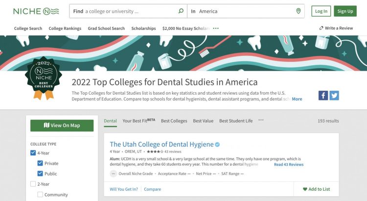 2022 Top Colleges for Dental Studies in America