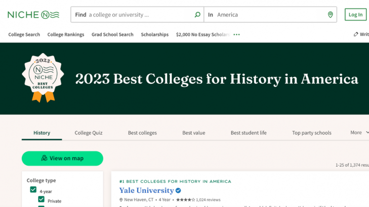 2023 best colleges for history in america