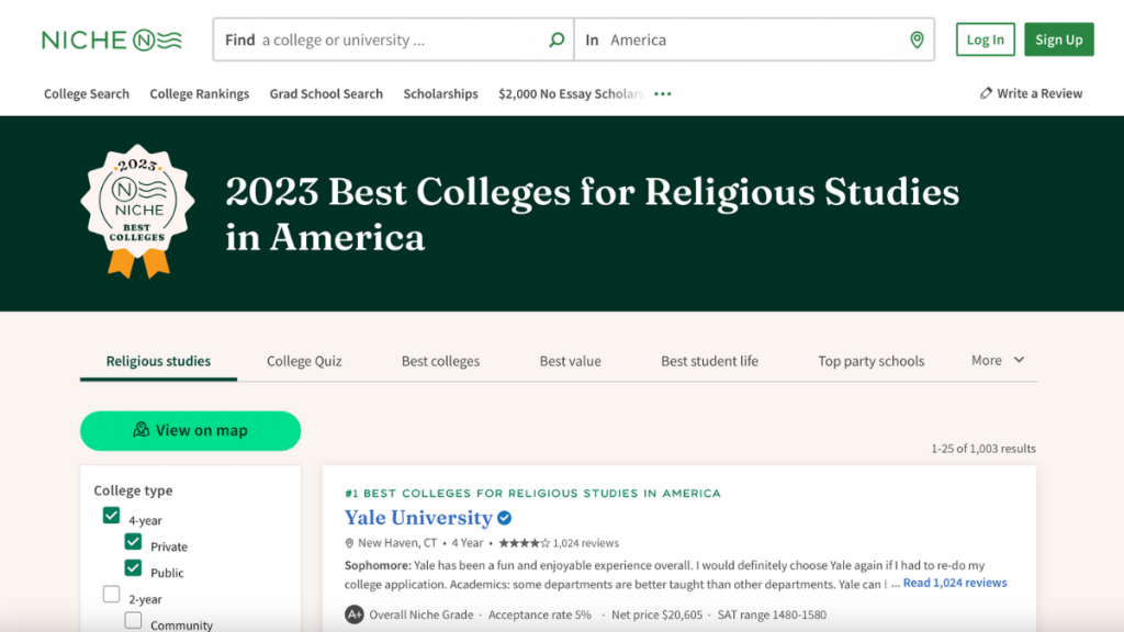 2023 best colleges for religious studies in america