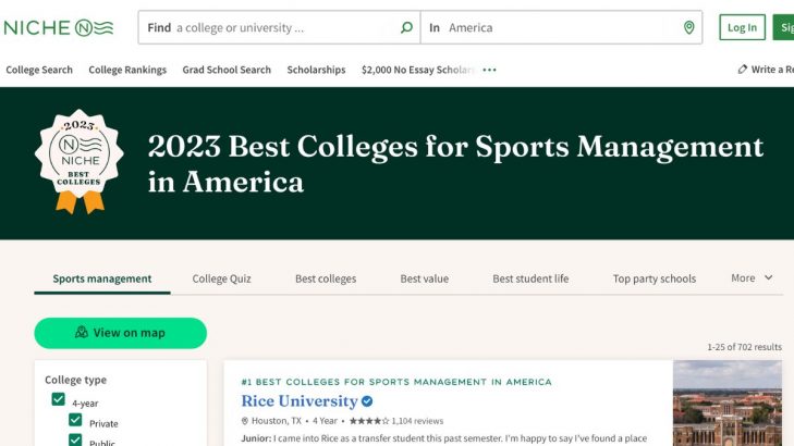 2023 best colleges for sports management in america