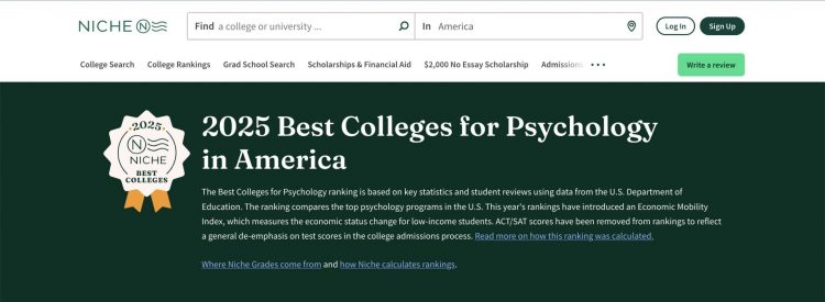 2025 美國大學 TOP 10 心理學學院推薦