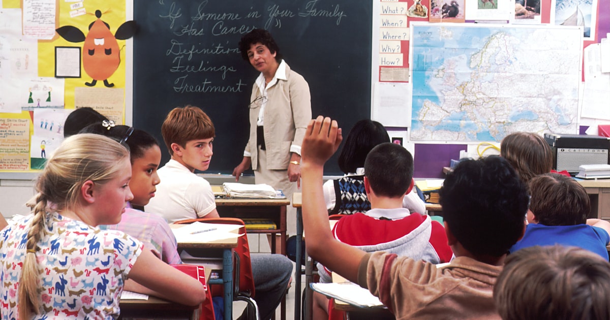 老師在教室與學生討論 — 美國大學推薦信 Teacher writing college recommendation letters